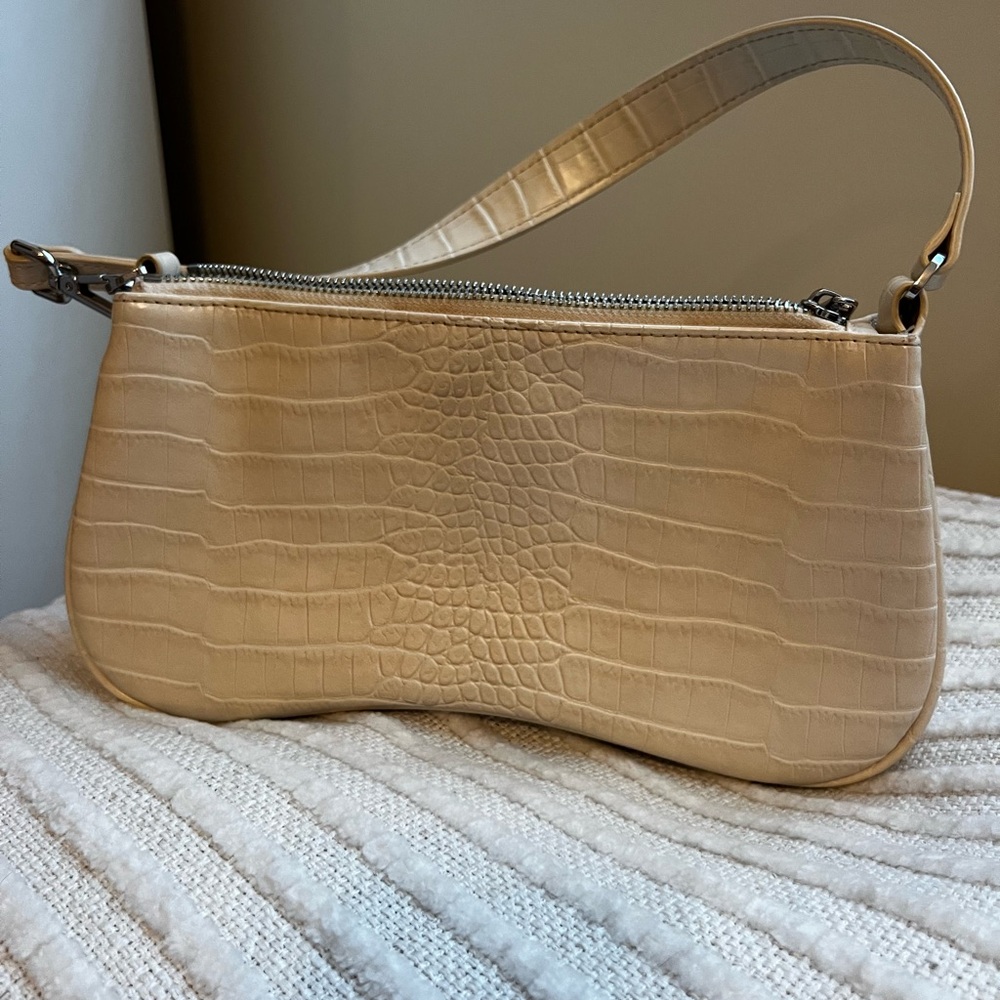 JW PEI Cream Croc-Embossed Shoulder Bag
